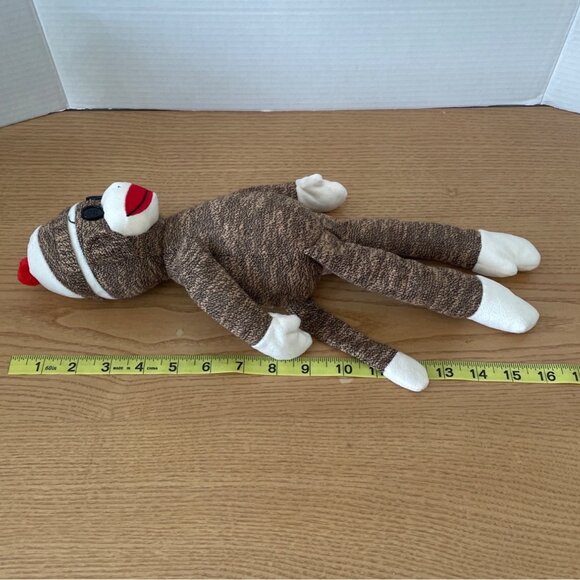 Ty Beanie Buddies Socks the Sock Monkey Plush Brown 2011 Knit Toy 16 Inch - Picture 7 of 8